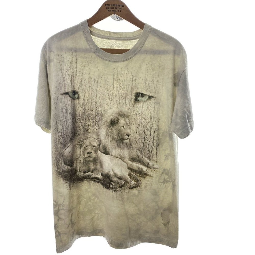 Mountain Lions M Beige Gray T-shirt 100% Cotton Ma